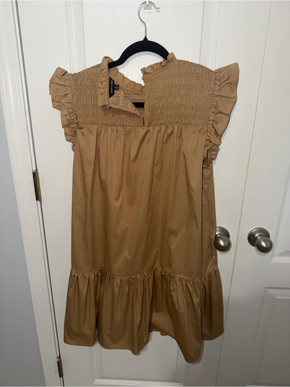 Tan Ruffle Sleeve Dress - Picture 2 of 3